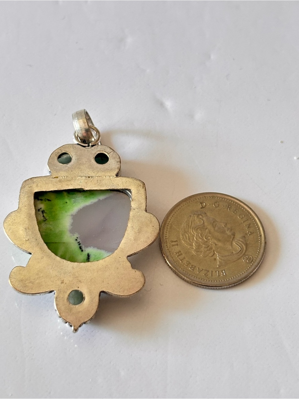 Very unique Chrysoprase and Larimar 925 stamps pendant NWOT - Picture 4 of 4
